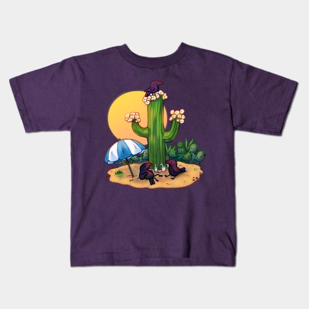 Cacti Corvids Kids T-Shirt by Christa Paolucci